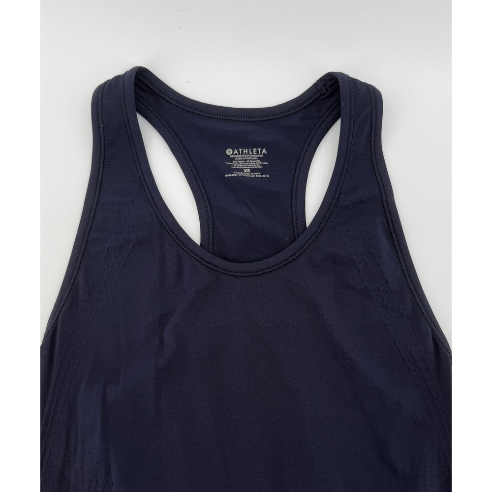 Athleta Womens Navy Blue Racerback Tank Top Ruched Seamless XS 150988062